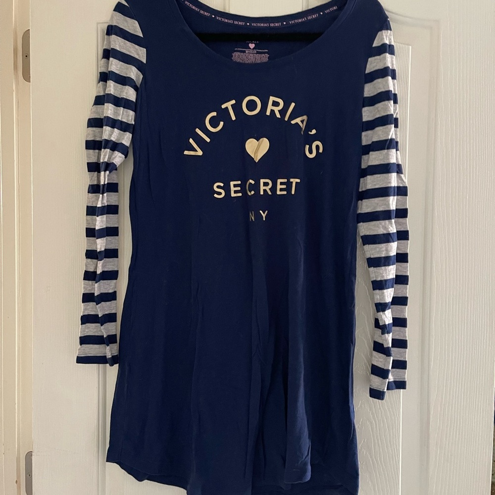Victoria's Secret Navy and White Striped Pajama Top